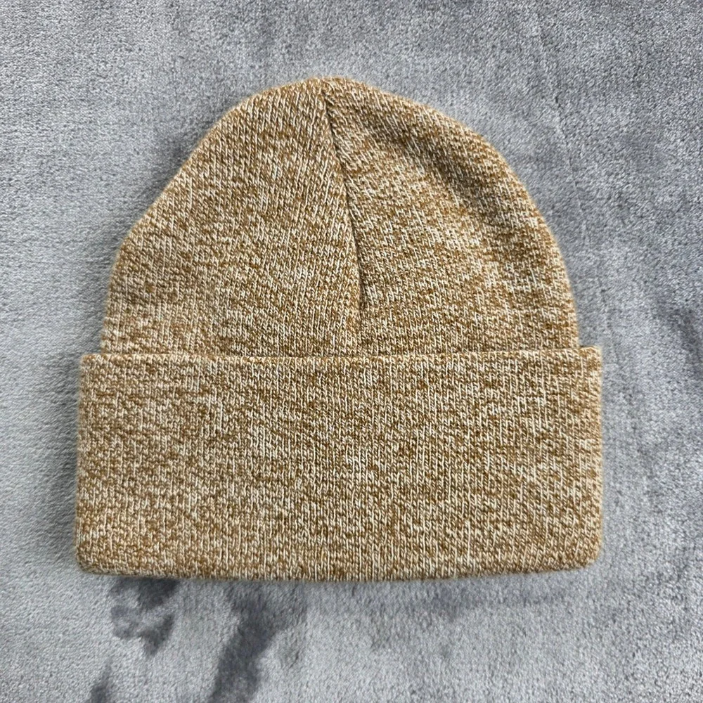 Carhartt Beanie Youth OS Tan Marled Knit Logo‎ Patch AH8998 Hat